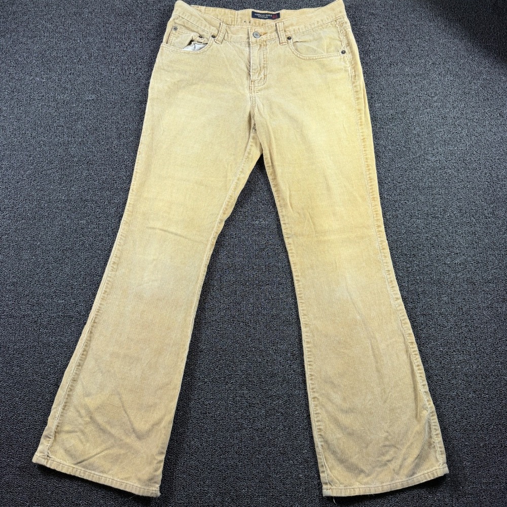 Vintage‎ American Eagle Corduroy Low Rise Flared Pants Women's 6 Regular Y2K Tan